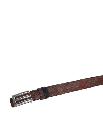 Etro Reversible Logo Belt Arnica And Lea In Brown