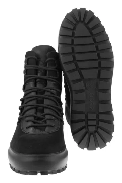 Shop Stone Island Leather Boots In Black