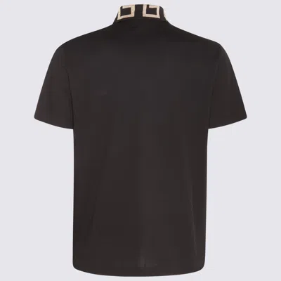 Shop Versace Black Cotton Polo Shirt