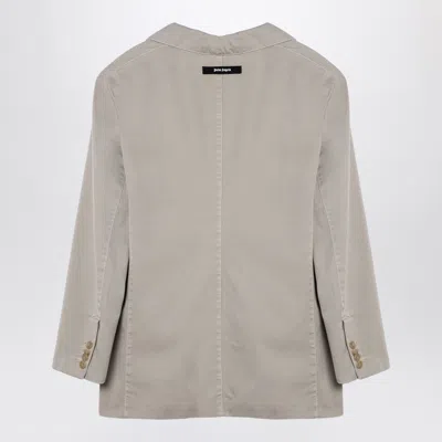 Palm Angels Beige Double-breasted Cotton Jacket Women In Gray