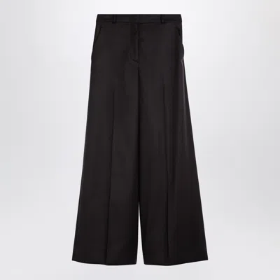 Stella Mccartney Dark Chocolate Wide Leg Pants In Wool