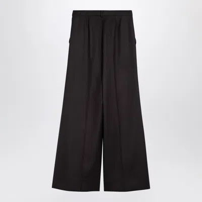 Stella Mccartney Dark Chocolate Wide Leg Pants In Wool