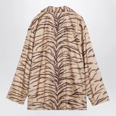 Stella Mccartney Womens Natural Animal-print Long-sleeved Silk Shirt