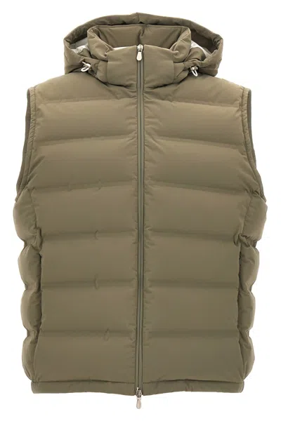 Shop Brunello Cucinelli Men Hooded Vest In Green