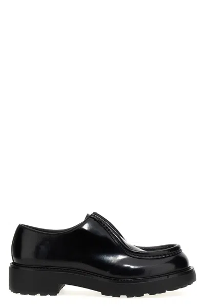 Prada Brushed Leather Lace-up Shoes Lace Up Shoes Black In Black
