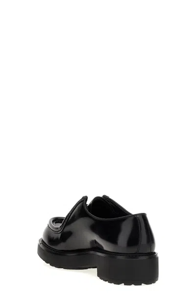 Prada Brushed Leather Lace-up Shoes Lace Up Shoes Black In Black
