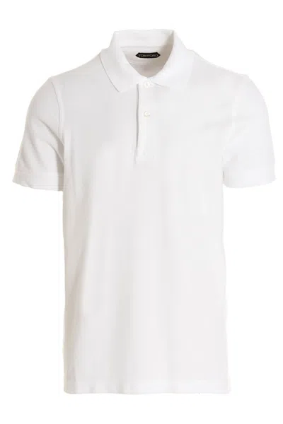 Shop Tom Ford Men Piqué Cotton Polo Shirt In White