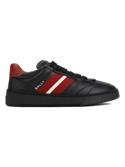 Bally Low-top Leather Sneakers With Stripe And Perforations In Black