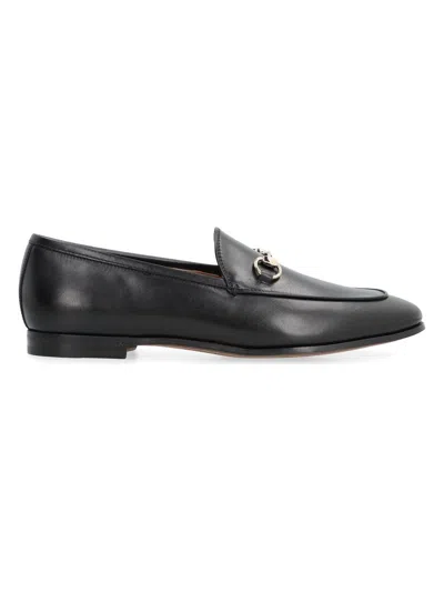 Gucci Polished Black Leather Loafers With Gold-tone Hardware In Black
