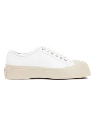 Marni Pablo Leather Platform Sneakers In Bianco