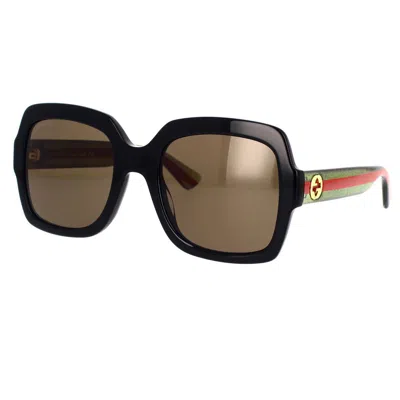 Gucci Web-stripe Square-frame Sunglasses In Black