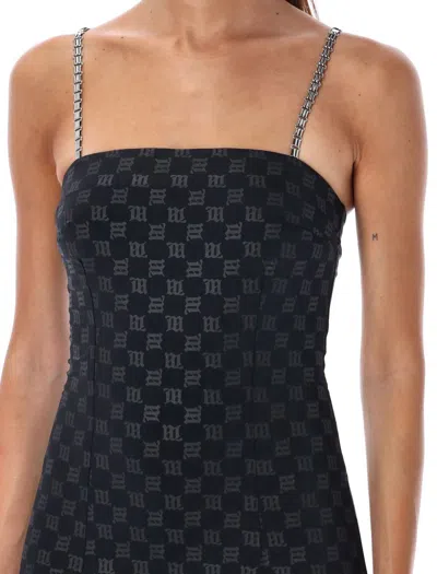 Shop Misbhv Monogram Spaghetti Mini Dress In Black