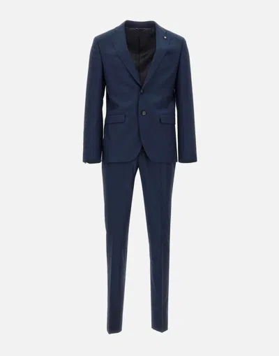 Shop Manuel Ritz Blue Micro Houndstooth Two Piece Suit