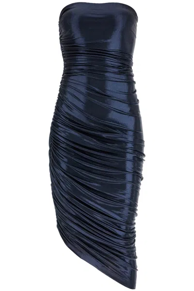 Norma Kamali Diana Strapless Dress In Blue