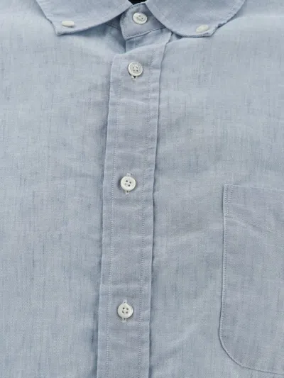 Shop Beams Plus Linen Shirt With Chest Pocket In Blue