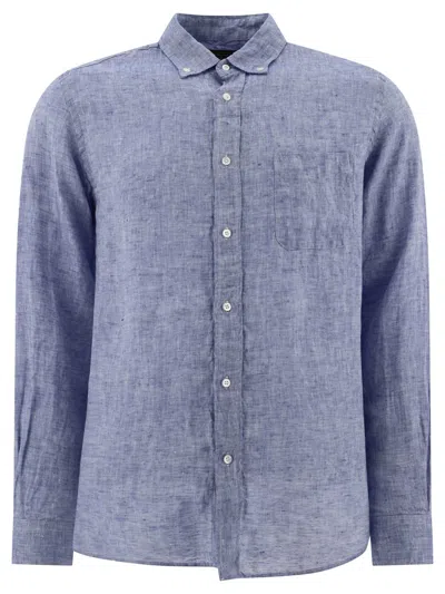 Beams Button-down Collar Linen-chambray Shirt In Blue
