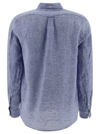 Beams Button-down Collar Linen-chambray Shirt In Blue