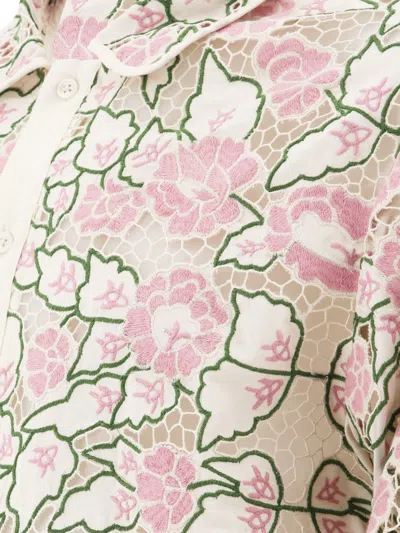 Shop Bode "peony Lace" Shirt In Pink