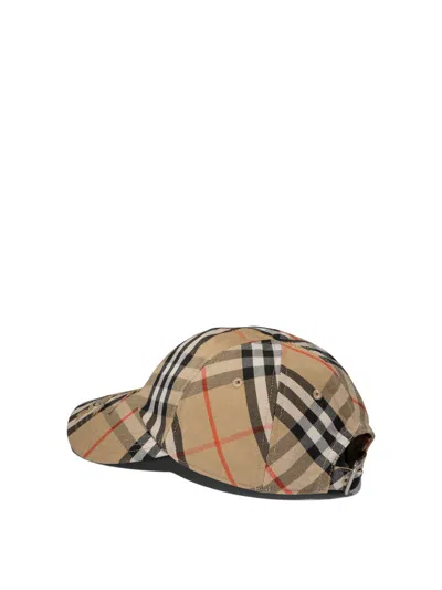 Shop Burberry Check Cotton Blend Baseball Cap In Beige