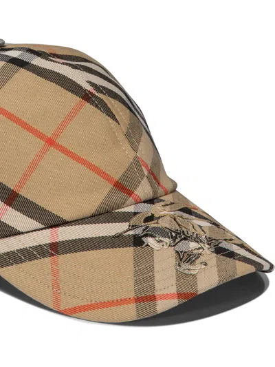 Shop Burberry Check Cotton Blend Baseball Cap In Beige