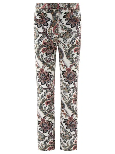 Etro Paisley-print Straight-leg Jeans In White