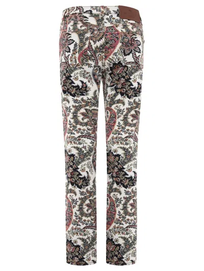 Etro Paisley-print Straight-leg Jeans In White