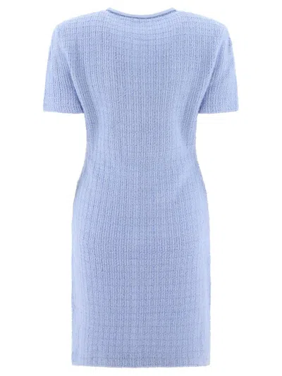 Shop Self-portrait Knit Dress With Jewel Buttons In Blue