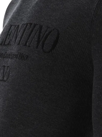 Shop Valentino Garavani Intarsia Logo Sweater In Grey