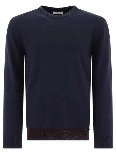 Valentino Garavani Sweater With Rubberised V Detail In Blue