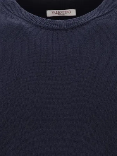 Valentino Garavani Sweater With Rubberised V Detail In Blue