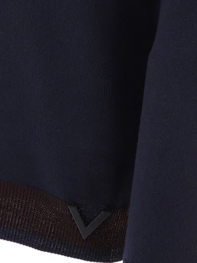 Valentino Garavani Sweater With Rubberised V Detail In Blue