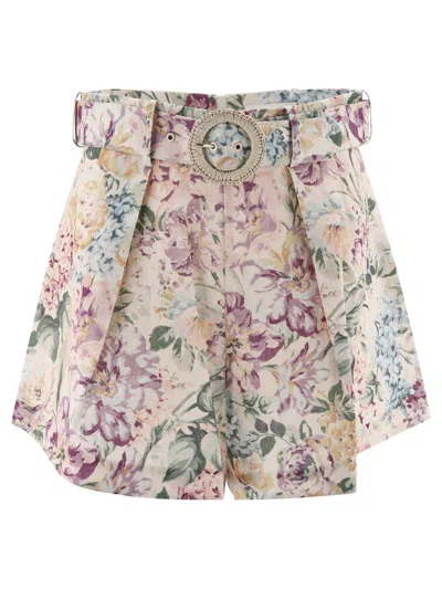 Shop Zimmermann "halliday" Shorts In Beige