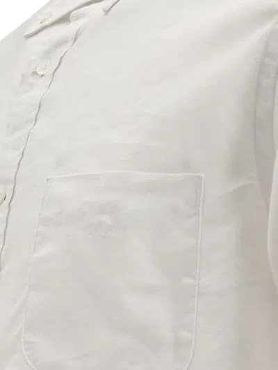 Shop Beams Plus Linen Shirt With Chest Pocket In White