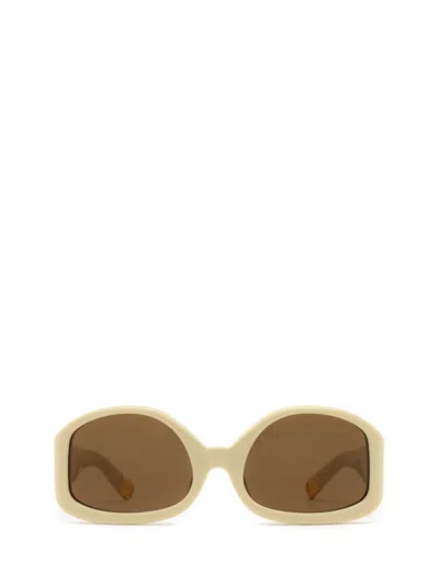 Shop Jacquemus Sunglasses In Beige