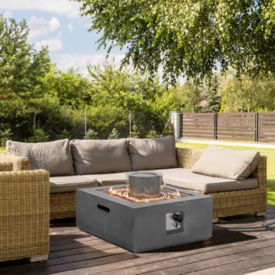 Hivvago 28 Inch 50000 Btu Patio Square Propane Fire Pit With Pvc Cover-gray