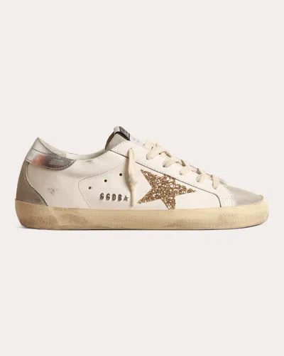 Golden Goose Super-star Lace-up Low-cut Sneakers In White/ice/gold