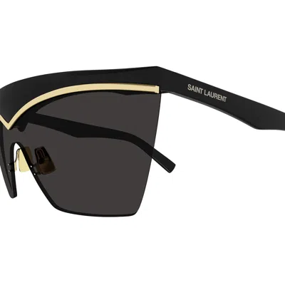 Saint Laurent Sl 614 Mask Shield-frame Sunglasses In Black