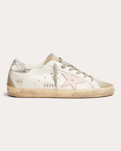 Golden Goose Superstar Pink Star And Metallic Heel Tab Women's Sneakers In White/ice/orchid Pink