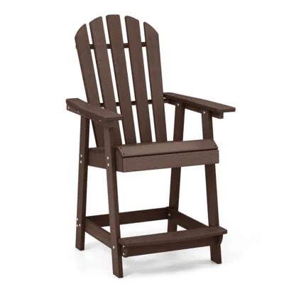 Hivvago Hdpe Patio Chair With Armrest And Footrest For Indoor Outdoor-white