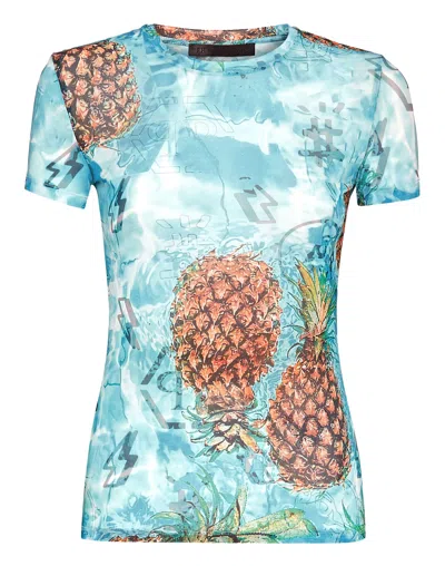 Philipp Plein Ls Top Stretch Pineapple Skies In Multi