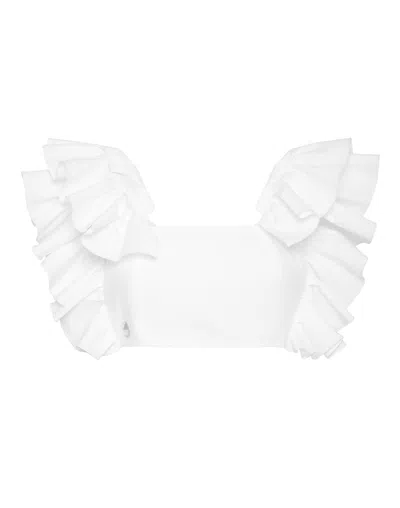 Philipp Plein Top Mit Volants In White