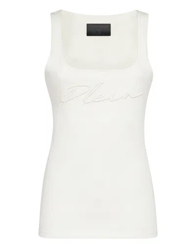 Philipp Plein Logo-embroidered Tank Top In White