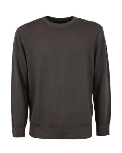Paul & Shark Crewneck In Extrafine Merino Wool In Brown
