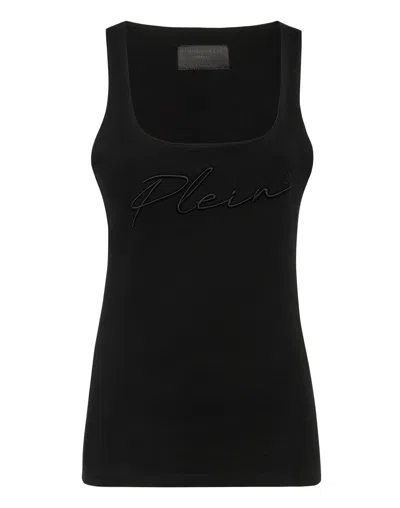 Shop Philipp Plein Leisurewear Tank Top Embroidery Signature In Black