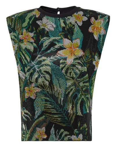 Philipp Plein Floral-print Tank Top In Green