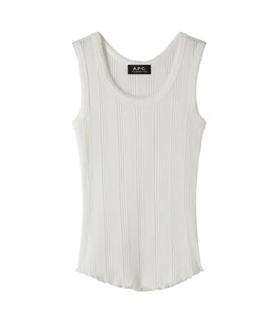 Apc White Scalloped Tank Top In White