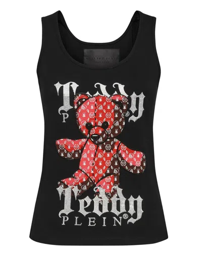 Philipp Plein Teddy Plein Sleeveless Tank Top In Black