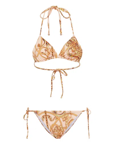 Philipp Plein New Baroque Triangle Bikini In Beige