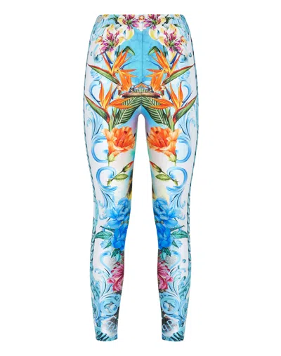 Philipp Plein Hawaii Graphic-print Leggings In Blue