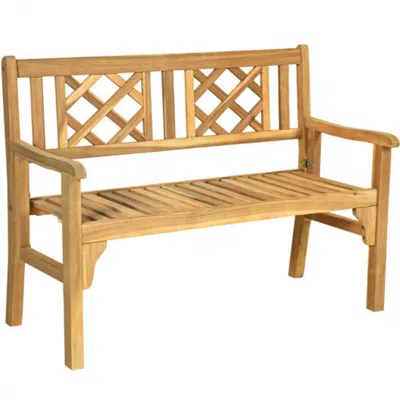 Hivvago Patio Foldable Bench With Curved Backrest And Armrest